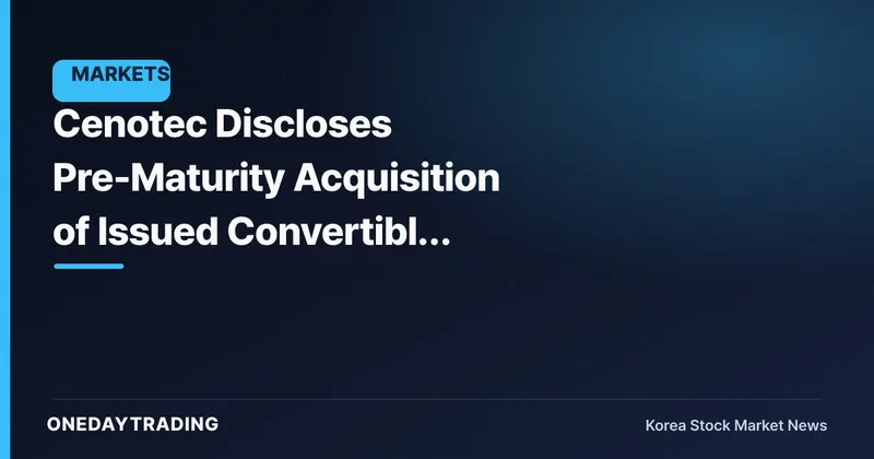 Cenotec Discloses Pre-Maturity Acquisition of Issued Convertible Bonds — Reassessing Potential Dilution Risk