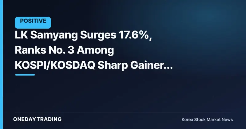 LK Samyang Surges 17.6%, Ranks No. 3 Among KOSPI/KOSDAQ Sharp Gainers as Search Volume Spikes