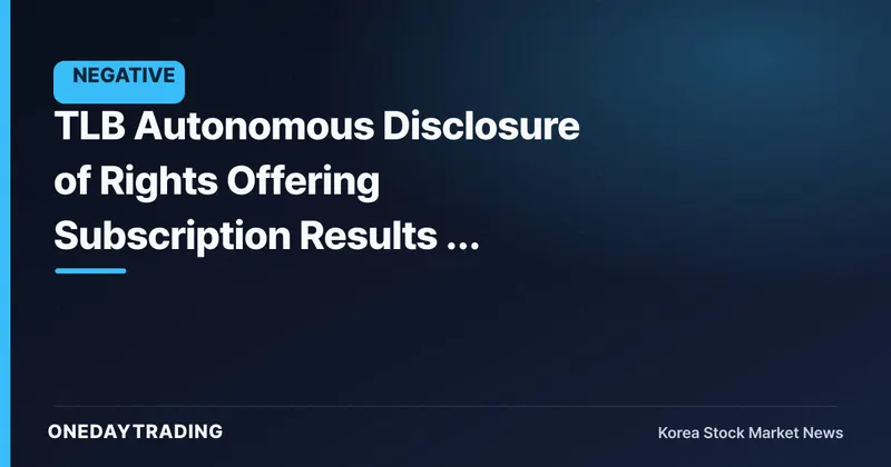 TLB Autonomous Disclosure of Rights Offering Subscription Results — When Will New Shares Hit the Market?
