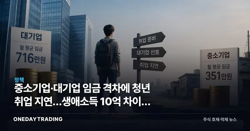중소기업·대기업 임금 격차에 청년 취업 지연…생애소득 10억 차이의 그늘