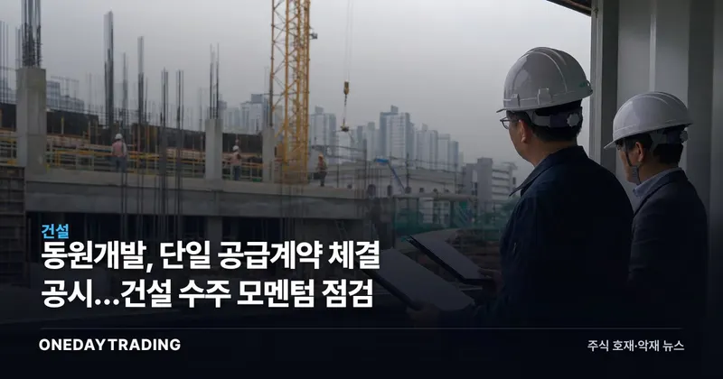 동원개발, 단일 공급계약 체결 공시…건설 수주 모멘텀 점검