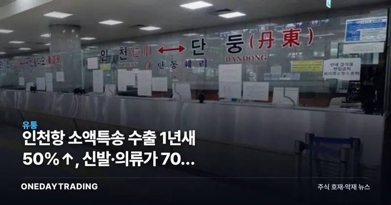 인천항 소액특송 수출 1년새 50%↑, 신발·의류가 70% 차지한 이유