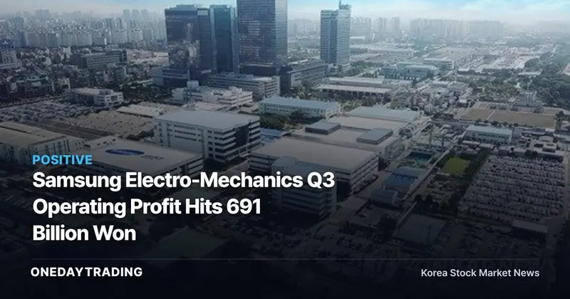 Samsung Electro-Mechanics Q3 Operating Profit Hits 691 Billion Won