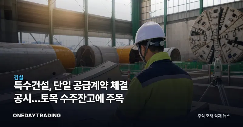 특수건설, 단일 공급계약 체결 공시…토목 수주잔고에 주목