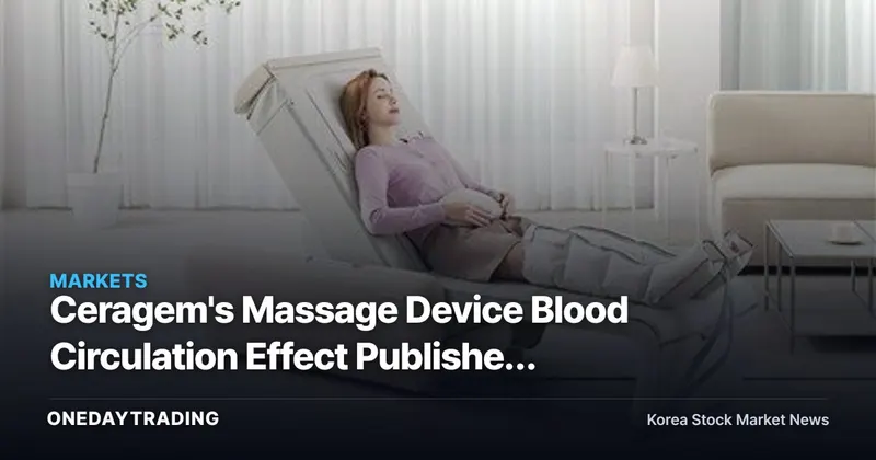 Ceragem's Massage Device Blood Circulation Effect Published in International Journal… What It Means for Healthcare Appliance Stocks