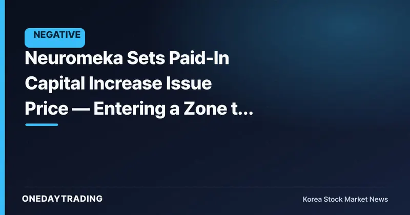 Neuromeka Sets Paid-In Capital Increase Issue Price — Entering a Zone to Watch for Dilution Pressure