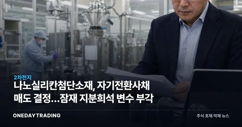 나노실리칸첨단소재, 자기전환사채 매도 결정…잠재 지분희석 변수 부각