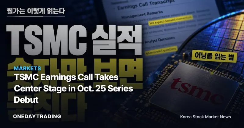 TSMC Earnings Call Takes Center Stage in Oct. 25 Series Debut