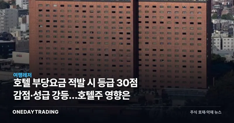 호텔 부당요금 적발 시 등급 30점 감점·성급 강등…호텔株 영향은