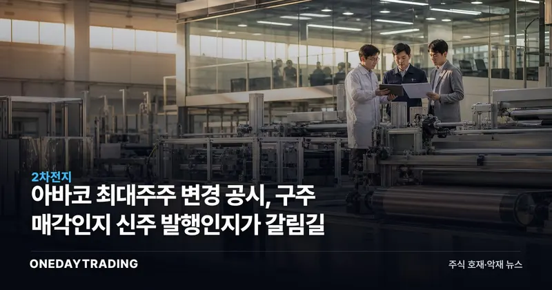 아바코 최대주주 변경 공시, 구주 매각인지 신주 발행인지가 갈림길
