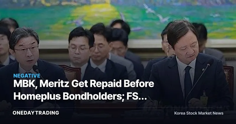 MBK, Meritz Get Repaid Before Homeplus Bondholders; FSS Governor Calls for Legislative Fix