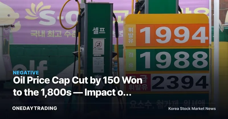 Oil Price Cap Cut by 150 Won to the 1,800s — Impact on Refinery and Airline Stocks and Key Investment Checkpoints