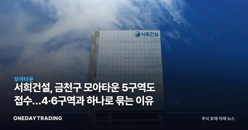 서희건설, 금천구 모아타운 5구역도 접수…4·6구역과 하나로 묶는 이유