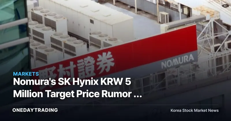 Nomura's SK Hynix KRW 5 Million Target Price Rumor — The Real Figure Is KRW 4.7 Million