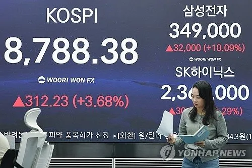 삼성전자 10% 급등 마감…SK하이닉스도 1%대 강세, 반도체 대장주 반등