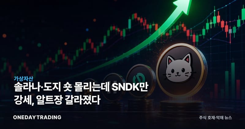 솔라나·도지 숏 몰리는데 SNDK만 강세, 알트장 갈라졌다