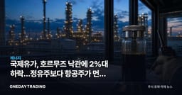 국제유가, 호르무즈 낙관에 2%대 하락…정유주보다 항공주가 먼저 반응한다