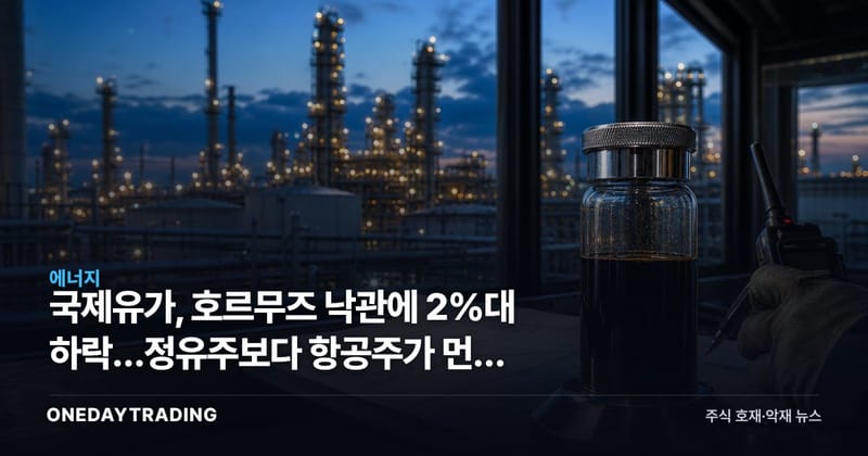 국제유가, 호르무즈 낙관에 2%대 하락…정유주보다 항공주가 먼저 반응한다