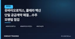 유바이오로직스, 콜레라 백신 단일 공급계약 체결…수주 모멘텀 점검
