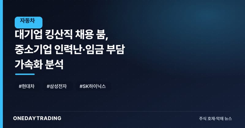 대기업 킹산직 채용 붐, 중소기업 인력난·임금 부담 가속화 분석