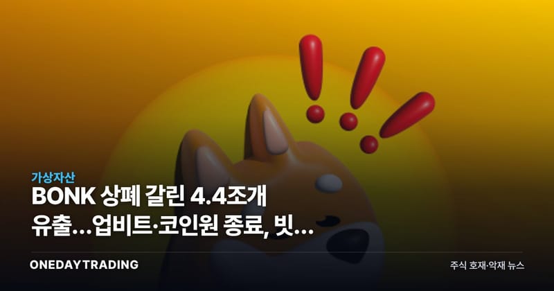 BONK 상폐 갈린 4.4조개 유출…업비트·코인원 종료, 빗썸 해제
