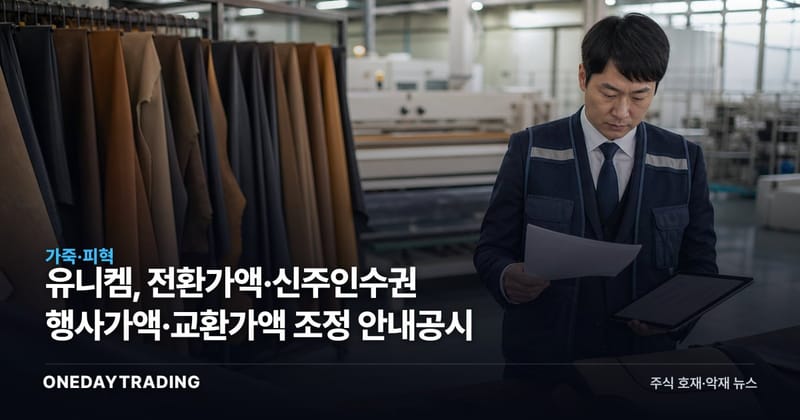 유니켐, 전환가액·신주인수권 행사가액·교환가액 조정 안내공시