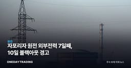 자포리자 원전 외부전력 7일째, 10일 블랙아웃 경고