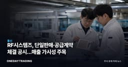 RF시스템즈, 단일판매·공급계약 체결 공시…매출 가시성 주목