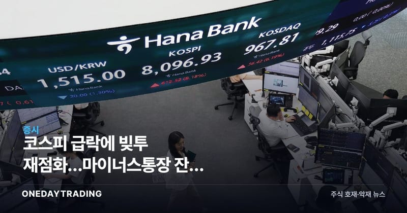 코스피 급락에 빚투 재점화…마이너스통장 잔액 42조9000억 3년7개월來 최대