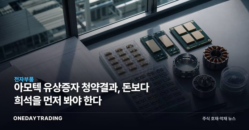 아모텍 유상증자 청약결과, 돈보다 희석을 먼저 봐야 한다