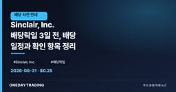 Sinclair, Inc. 배당락일 3일 전, 배당 일정과 확인 항목 정리