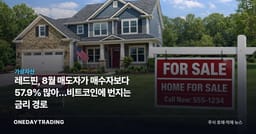 레드핀, 8월 매도자가 매수자보다 57.9% 많아…비트코인에 번지는 금리 경로