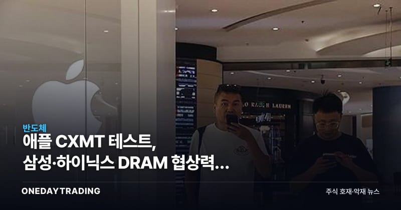 애플 CXMT 테스트, 삼성·하이닉스 DRAM 협상력이 흔들린다