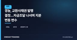 경농, 교환사채권 발행 결정…자금조달 나서며 지분 변동 변수