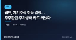 웹젠, 자기주식 취득 결정… 주주환원·주가방어 카드 꺼냈다