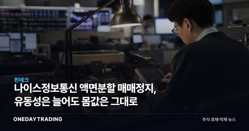 나이스정보통신 액면분할 매매정지, 유동성은 늘어도 몸값은 그대로