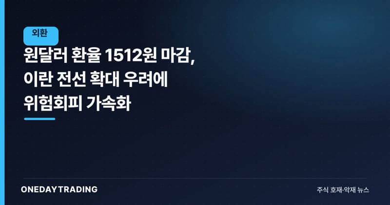 원달러 환율 1512원 마감, 이란 전선 확대 우려에 위험회피 가속화