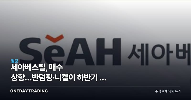 세아베스틸, 매수 상향…반덤핑·니켈이 하반기 판 바꾼다