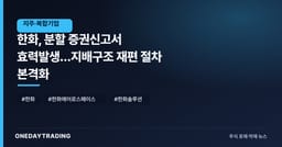 한화, 분할 증권신고서 효력발생…지배구조 재편 절차 본격화