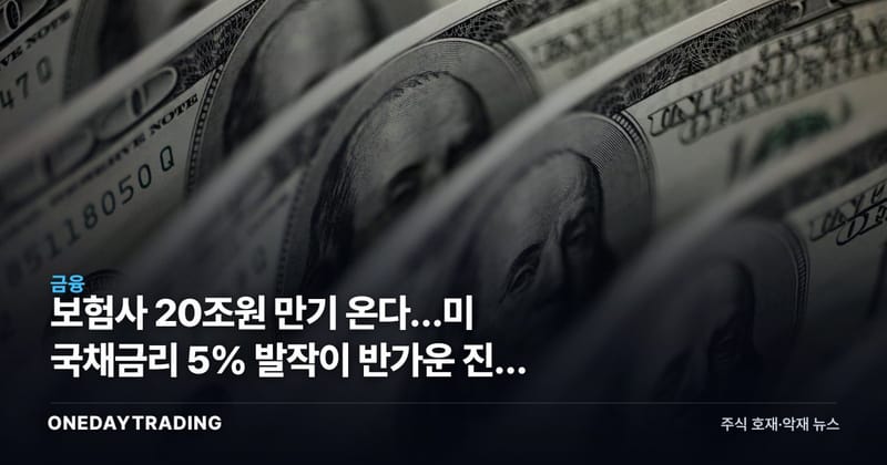 보험사 20조원 만기 온다…美 국채금리 5% 발작이 반가운 진짜 이유
