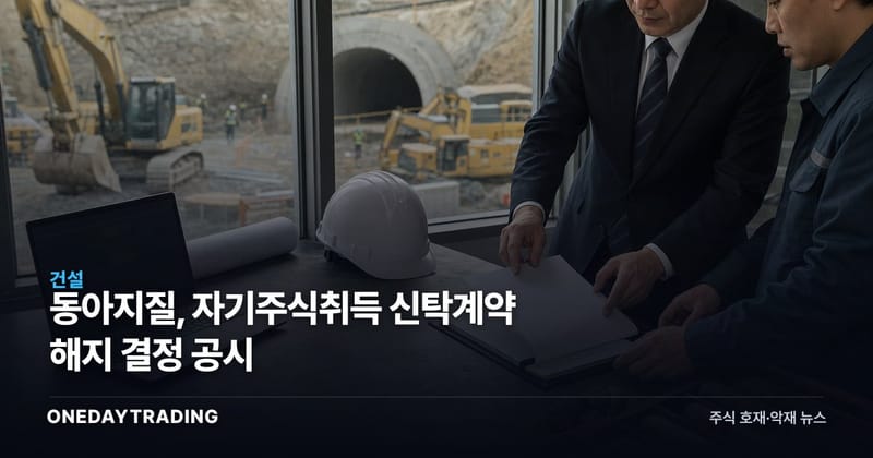 동아지질, 자기주식취득 신탁계약 해지 결정 공시