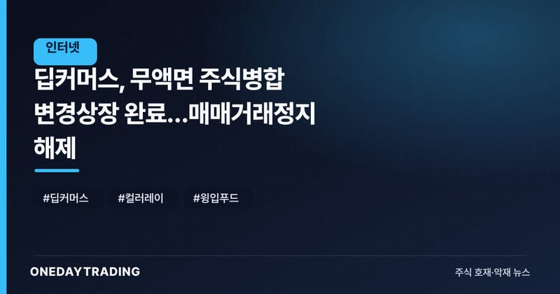 딥커머스, 무액면 주식병합 변경상장 완료…매매거래정지 해제