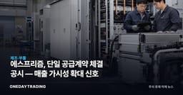 에스프리즘, 단일 공급계약 체결 공시 — 매출 가시성 확대 신호