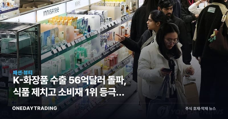 K-화장품 수출 56억달러 돌파, 식품 제치고 소비재 1위 등극의 의미