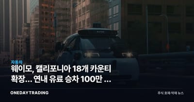 웨이모, 캘리포니아 18개 카운티 확장… 연내 유료 승차 100만 건 정조준