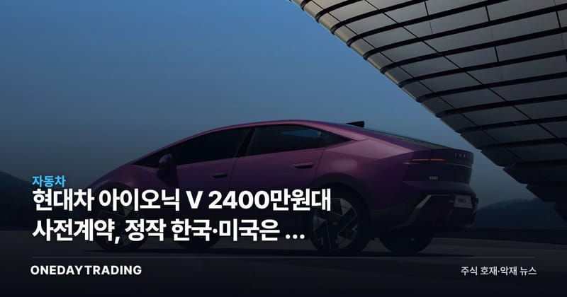 현대차 아이오닉 V 2400만원대 사전계약, 정작 한국·미국은 못 산다