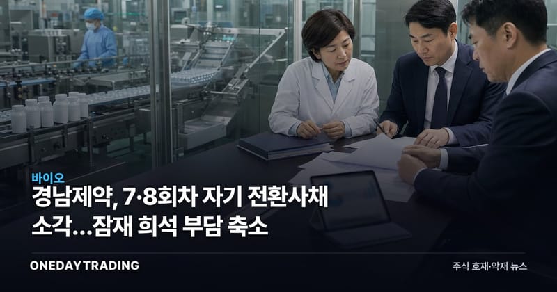 경남제약, 7·8회차 자기 전환사채 소각…잠재 희석 부담 축소