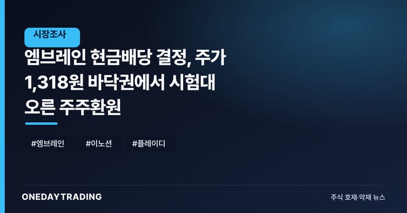 엠브레인 현금배당 결정, 주가 1,318원 바닥권에서 시험대 오른 주주환원