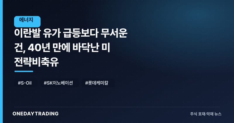 이란발 유가 급등보다 무서운 건, 40년 만에 바닥난 미 전략비축유