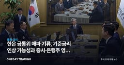 한은 금통위 매파 기류, 기준금리 인상 가능성과 증시·은행주 영향 점검